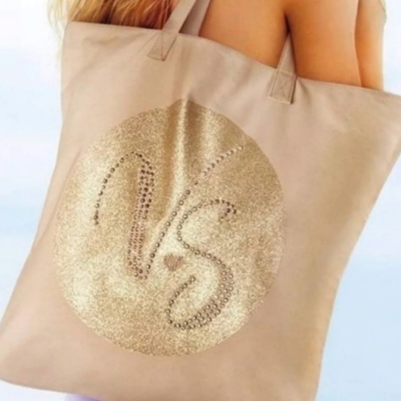 Victoria's Secret Handbags - NWOT Victoria's Secret Embellished Canvas Tote Bag